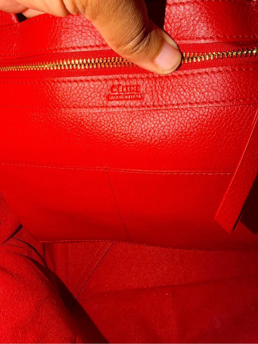 Celine Cabas Medium Red Leather Tote with Top Handles - Picture 9 of 9